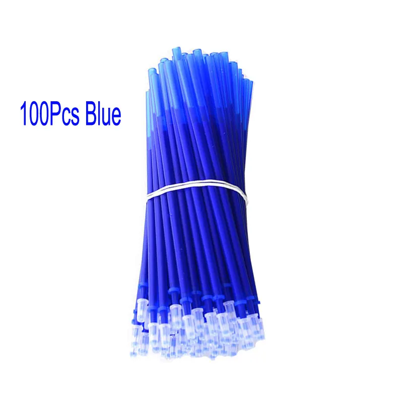 50Pcs/Set 0.5mm Erasable Gel Pen Refill Rods Blue Red Ink Office School Writing Stationery Accessory Replacement Washable Handle