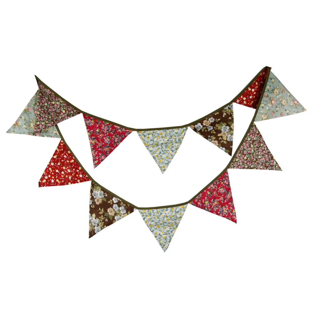 3.2m American Pastoral Banners Decorative Cotton Triangle Flags Garland