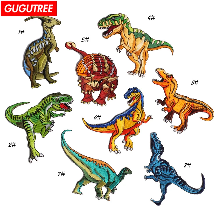 

GUGUTREE embroidery dinosaur patches tyrannosaurus patches badges patches,embroidered appliques for denim jeans
