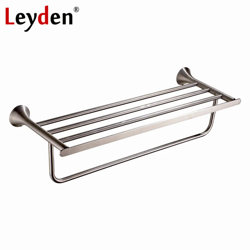 

Leyden Stainless Steel Towel Rack Brushed Nickel Towel Holder Rail Clothes Shelf Wall Mounted Towel Shelf Bathroom Accessories
