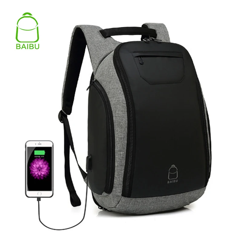 BaiBu 15 6 &quotМужской рюкзак для ноутбука USB зарядка изоляционный 2018 новый