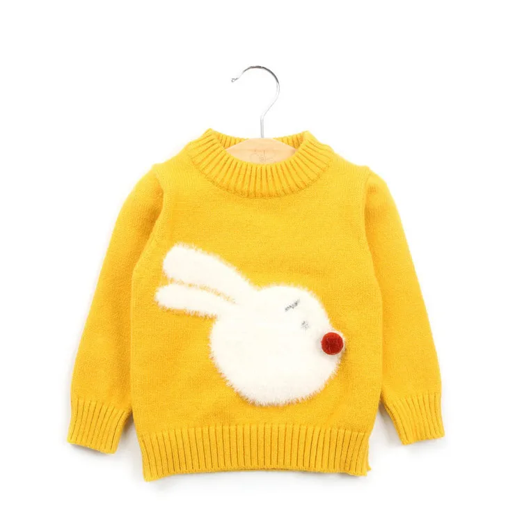 Baby Girl Sweaters Cute Cartoon Rabbit Autumn 2018 Toddler Cotton O-neck Casual Girls Sweaters Sort Warm Sweater Knitted  1002