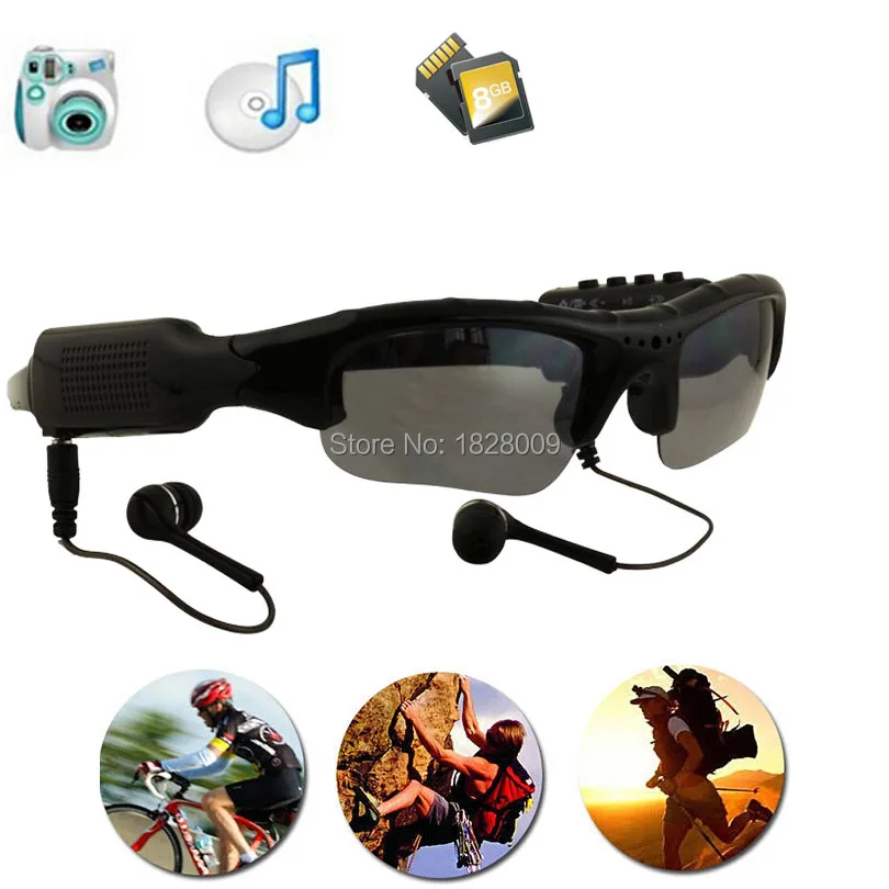Eyewear Sunglasses Camera Support TF Card Music Video Recorder DVR DV MP3 Camcorder Music glasses with earphone camera : image Eyewear Sunglasses Camera Support TF Card Music Video Recorder DVR DV MP3 Camcorder Music glasses with earphone camera
