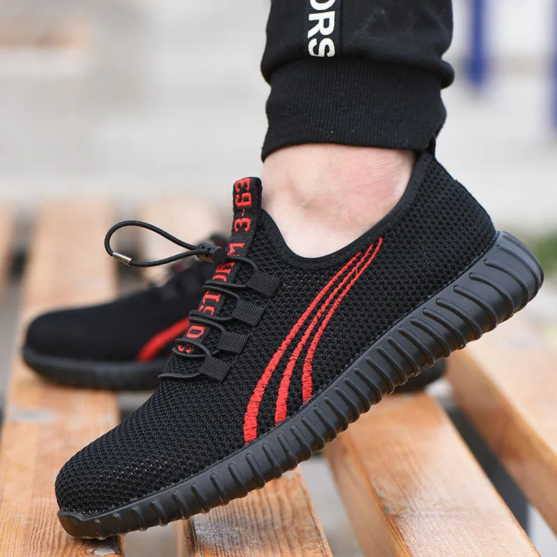 

Men Safety Shoes Summer Comfortable Breathable Anti-smashing Piercing Work Sandals Male Lightweight Mesh Construction Sneakers