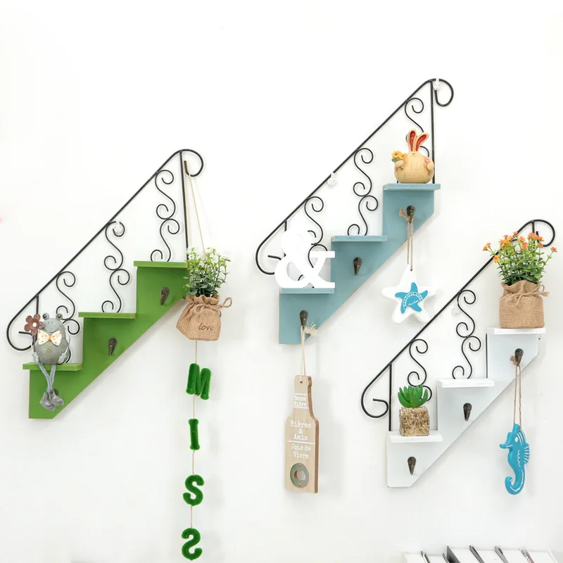 

Nordic Wooden Storage Racks Wood Shelf Wall Hanging Flower Pot Storage Racks Organizer Key Holder Towel Home Decor Racks