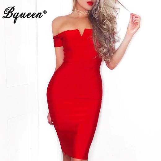 Bqueen 2017 новое сексуальное платье с открытыми плечами и v образным вырезом