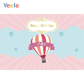 

Yeele One Year Old Birthday Oxygen Ball Pink Sky Photography Backgrounds Customized Photographic Backdrops for Photo Studio