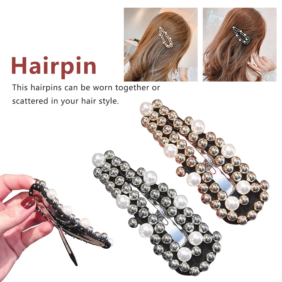 

New Arrival White Pearl Hair Clip Gold Silver Color Fashion Hair wear Jewelry For Women Ladies Gift