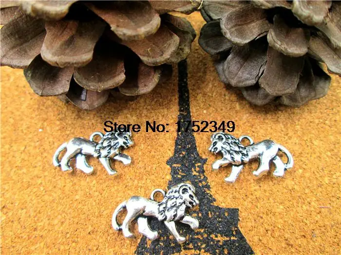 

10pcs--Lions Charms Antique silver Tone Lions charm pendant double sided 22x15mm