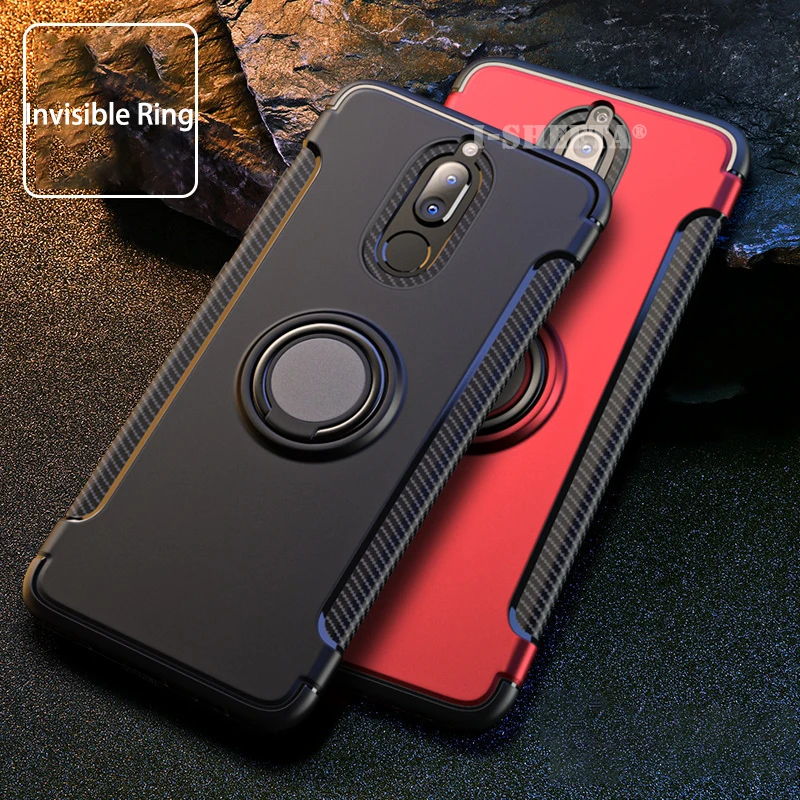 Гибридный мягкий ТПУ Жесткий ПК чехол для Huawei Mate 10 20 Pro 360 магнитный стенд кольцо