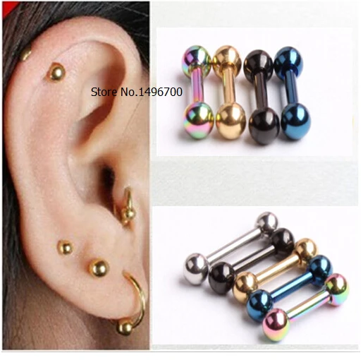 Retro 3mm Men S Stainless Steel Ball Barbell Ear Piercing Studs Retro 3mm Men S Stainless Steel Ball Barbell Ear Piercing Studs Earrings Black Golden Fashion Percing Tragus