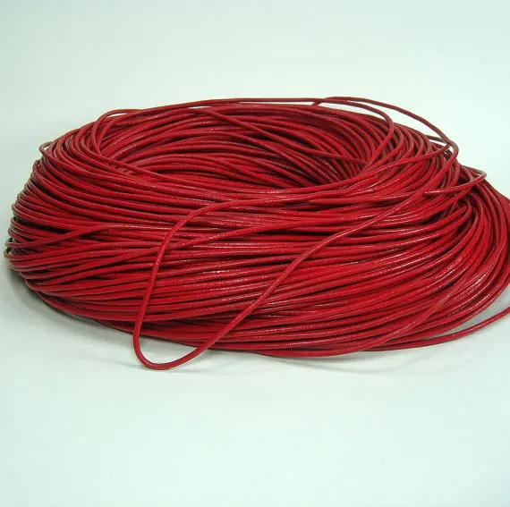 shipping Jewelry DIY 100Meters 2mm red cowhide round leather cord