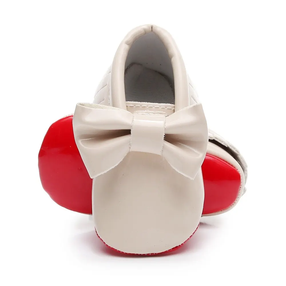 Patent Leather Red Bottom Baby Shoes For Girls Big Bowknot Fringe Baby Shoes Baby Moccasins Bebe Girl Baby Shoes First Walkers