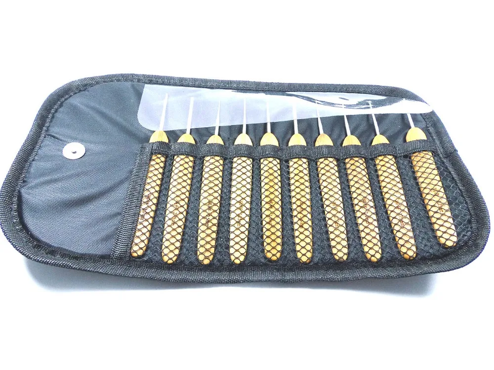 10pc/bag DIY Knitting Needle Crochet Hooks Kits Bamboo Handle Aluminum Head Knitted Tool Sets Texuture Bag NEEDLE-7114 | Дом и сад