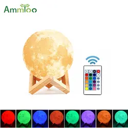 USB аккумуляторная 3D печать Луны Новый светодиодный светильник ночник 16 видов цветов изменить стол настольные лампы украшения творческий