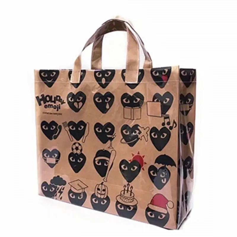 

Women's double-layer transparent kraft paper PVC Christmas shopping bag Geometric pattern heart-shaped tote bag handbag