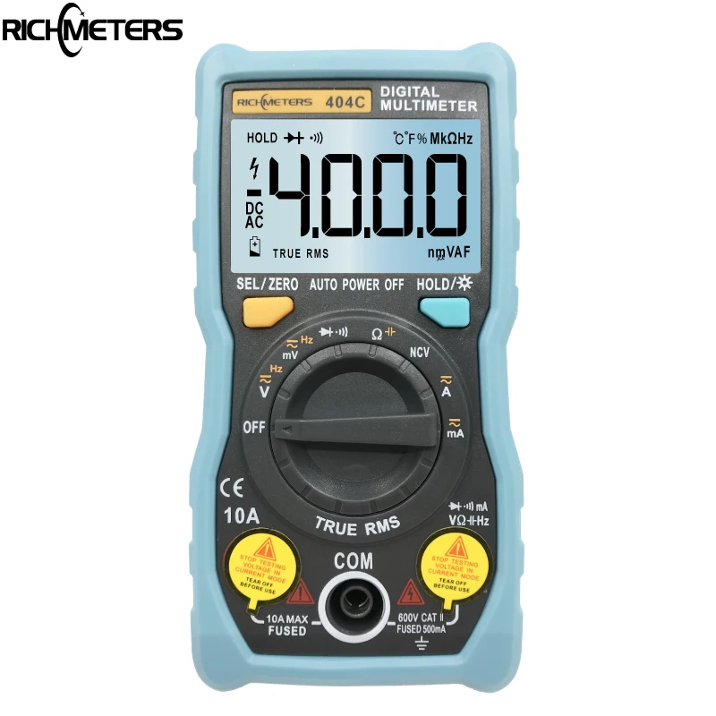 Koop Richmeters 404D Mini Digitale Multimeter Temperatuur Auto Variërend True Rms Intelligente Ncv 4000 Telt Ac Dc Spanning 10A Huidige