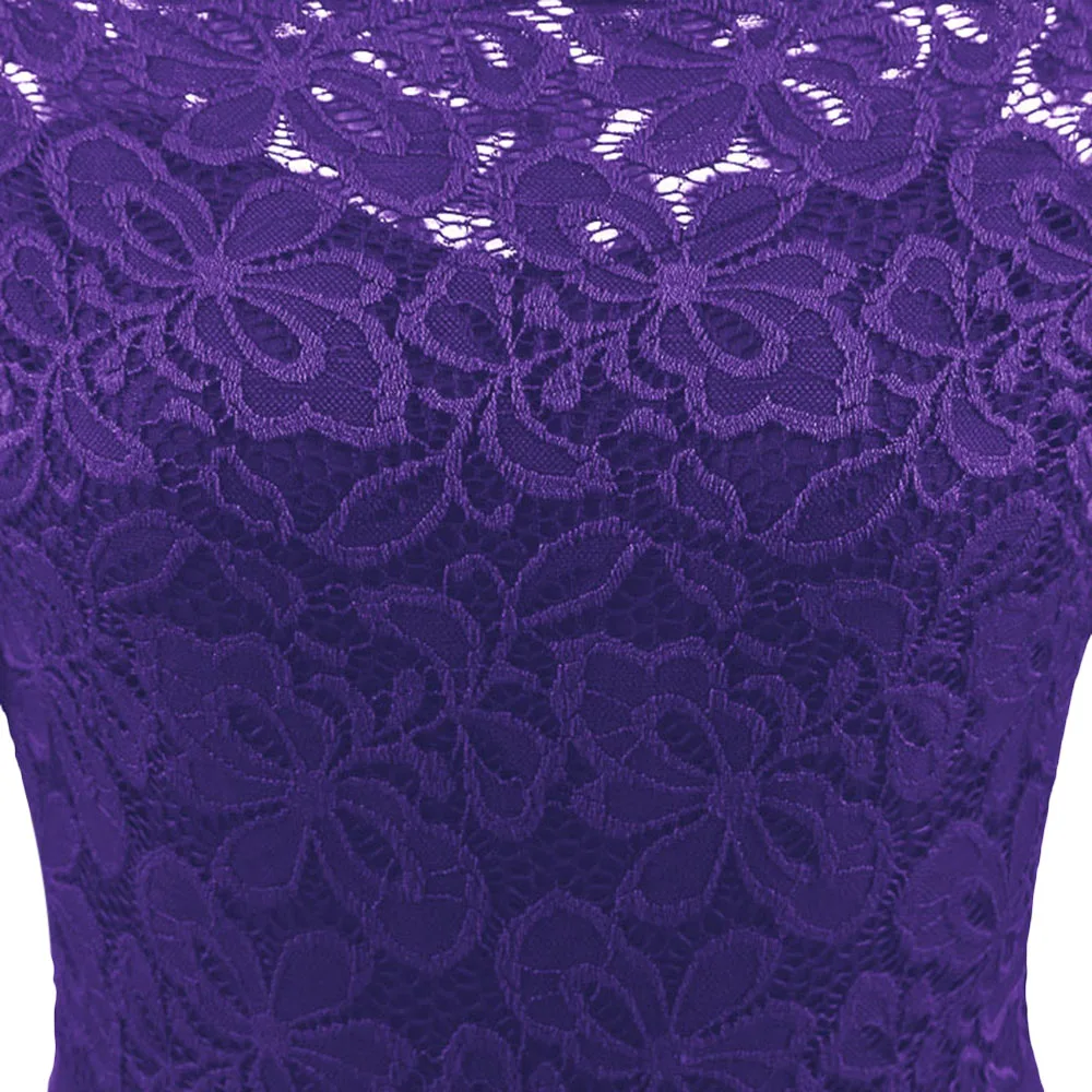 Элегантное однотонное Фиолетовое Женское винтажное платье в стиле рокабилли, кружевное офисное платье в стиле ретро, вечерние платья, вечернее платье, платье для женщин