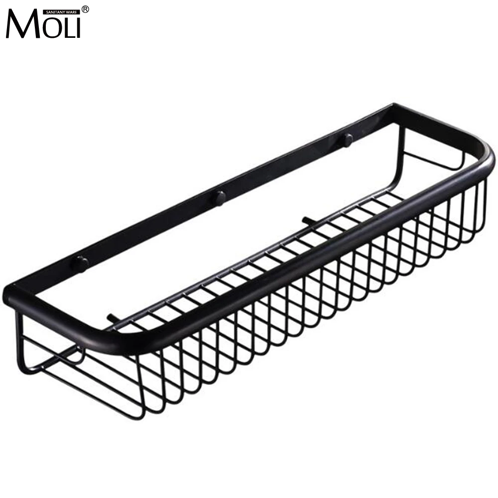 

Bathroom Shelf Wall Mounted Corner Shelves Shampoo Holder Single Level Rectangle Oil Rubble Bronze Finished