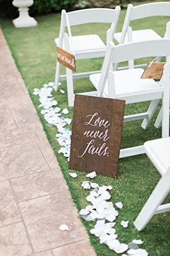 

Love Never Fails Verse Wedding Welcome Sign Wood Gift Rustic Party Entrance Decor