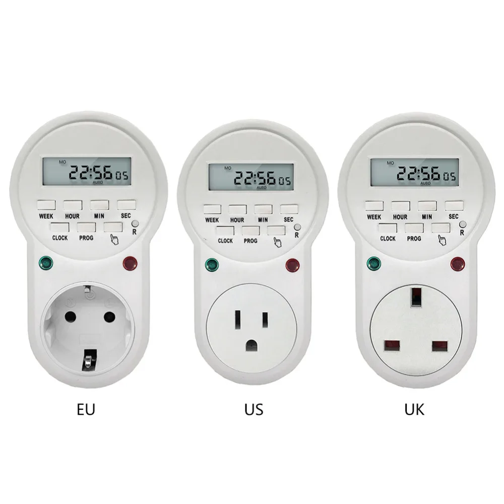 

EU/US/UK Plug Electronic Timer Switch Digital Programmable Power Sockets Switch Protector Energy Saving