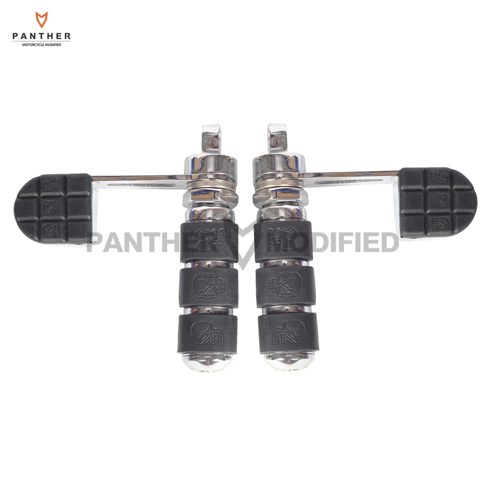 

Chrome Skull 10mm Motorcycle Foot Pegs Anti-Vibe Hi-End Moto Foot Rest case for Harley Sportster Softail 883 1200 XL Dyna