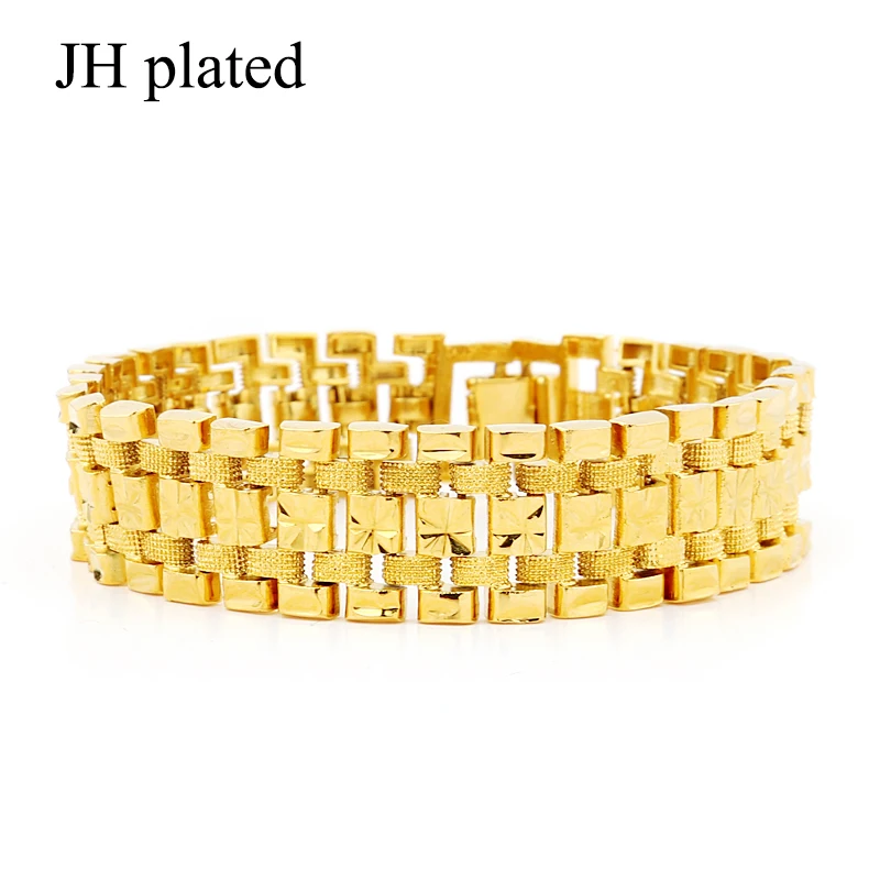 JHplated ширина 1 6 см длина 21 мужской браслет золотой для женщин ювелирные изделия