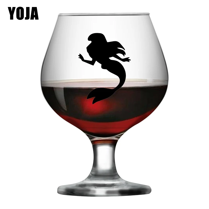 

YOJA 5.1X7CM 6pcs Mermaid Creative Cartoon Wine Glass Sticker Home Bedroom Wall Decor Decal G1-0017
