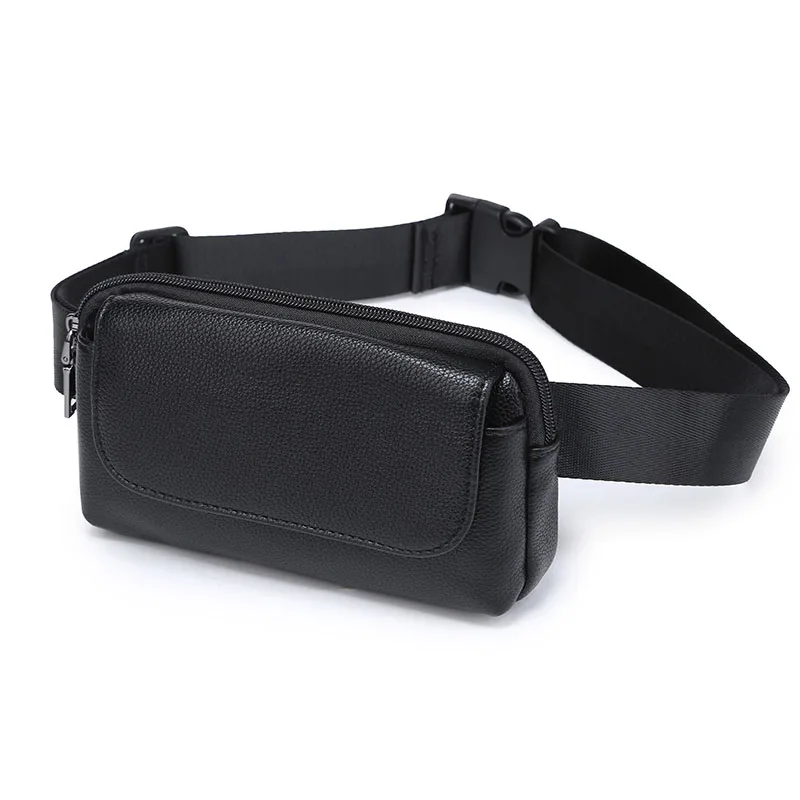 Women Men Waist Bag Unisex PU Leather Litchi Pattern Belt Bag Casual Small Fanny Packs Cell ...