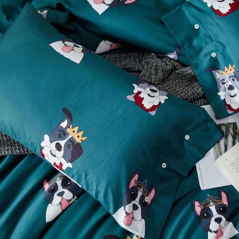 Набор постельного белья из египетского хлопка с изображением темно зеленых