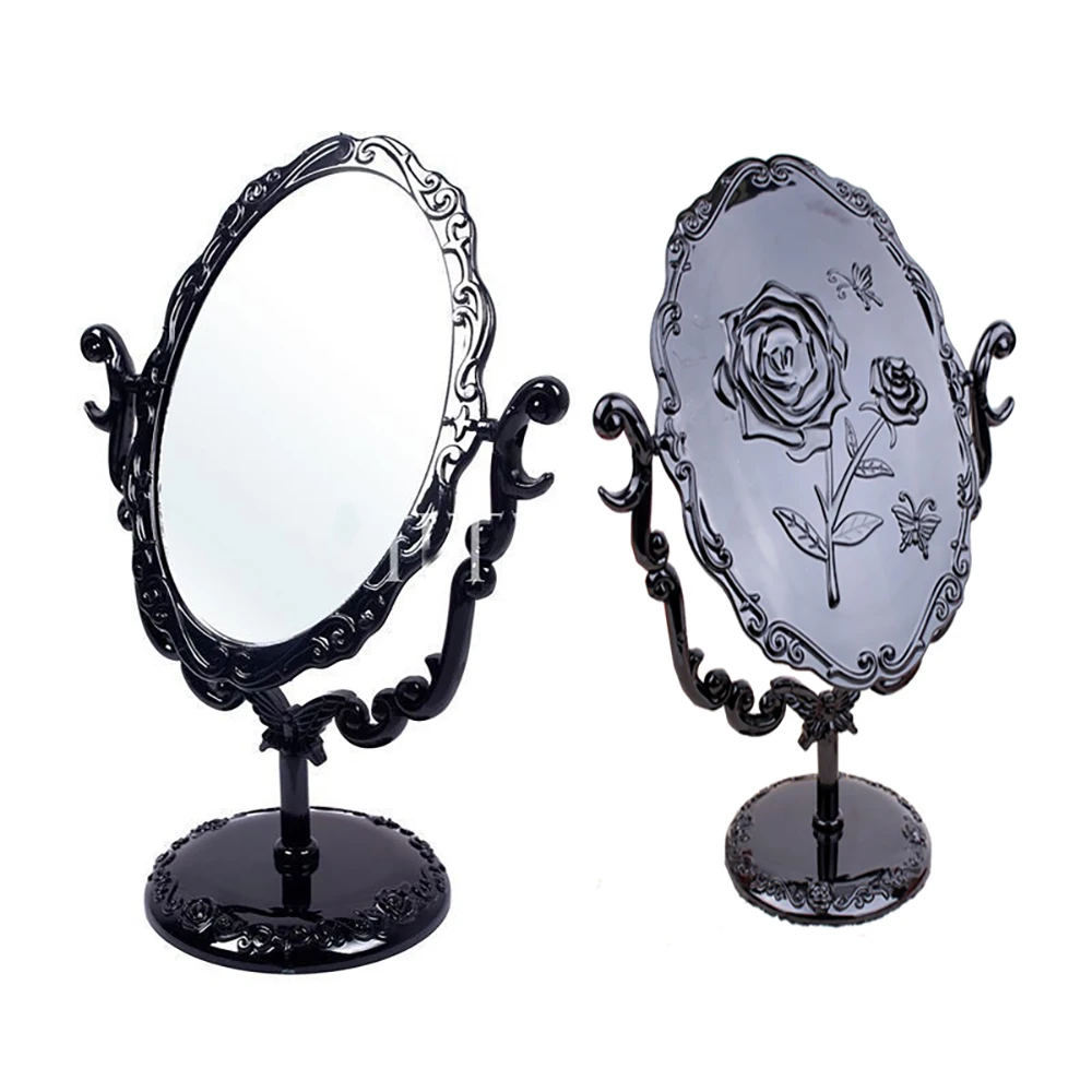 

Retro Desktop Makeup Mirror Rotatable Vintage Tabletop Beauty Cosmetic Mirrors Decor Tool Gift for Women Lady Girl Black Rose