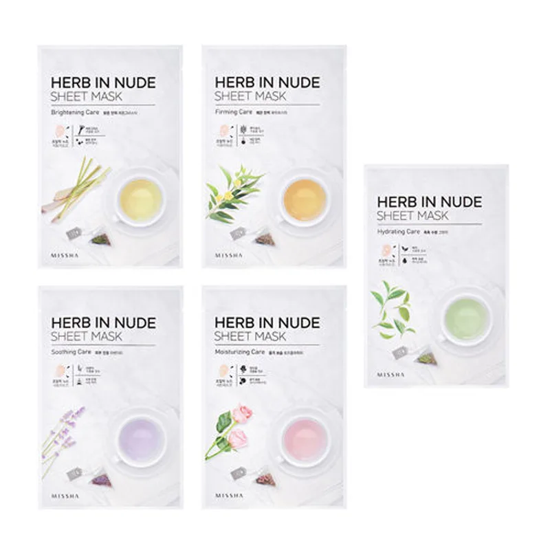 

MISSHA Herb In Nude Sheet Mask 3pcs Korea Face Mask Skin Care Facial Mask Hydrating Shrink Pores Acne Treatment Whitening