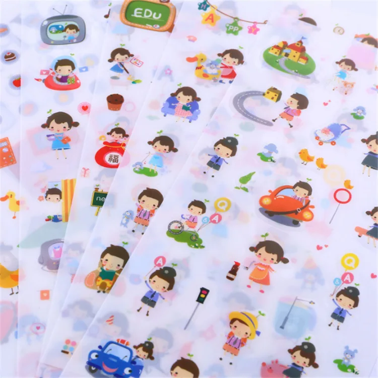 

6 Different Sheets Cartoon Stickers Kids DIY Funny Handmade Decorative Waterproof Stickers Toys For Children Birthday Gift