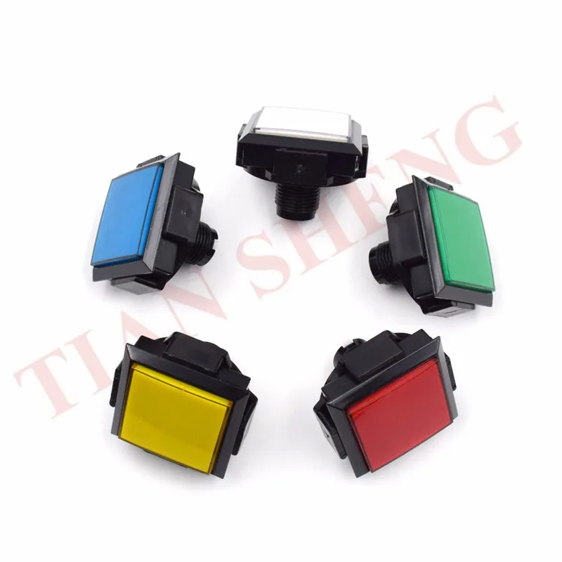 60mm 12V Arcade Square Arcade Button LED Illuminated Push Button with Microswitch for Arcade Games 5 colors