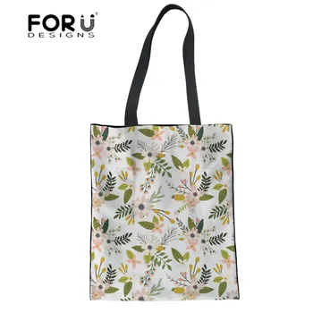 

FORUDESIGNS Reusable Shopping Bag for Women Sprigs and Blooms Blush Printing Casual Tote Bag Cotton Ladies Shoulder Bags Girls