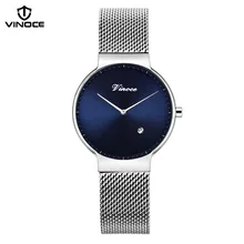 VINOCE Simple Top Brand Luxury Watches Women Stainless Steel Mesh Belt Calendar Quartz Ladies Wristwatches Reloj Mujer #V9369