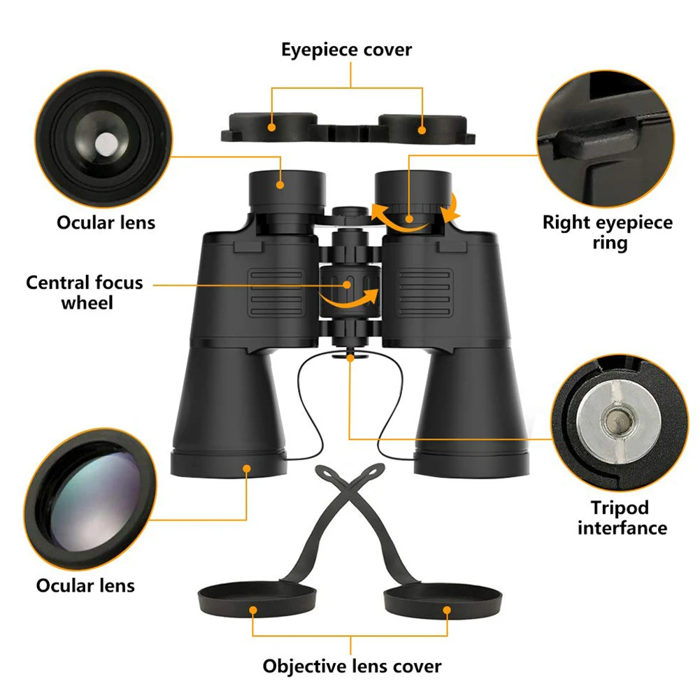 للماء للرؤية الليلية في الهواء الطلق مناظير تلسكوب المحمولة المكبرة المدمجة البصرية مراقبة الطيور السفر 12x50 دائم
