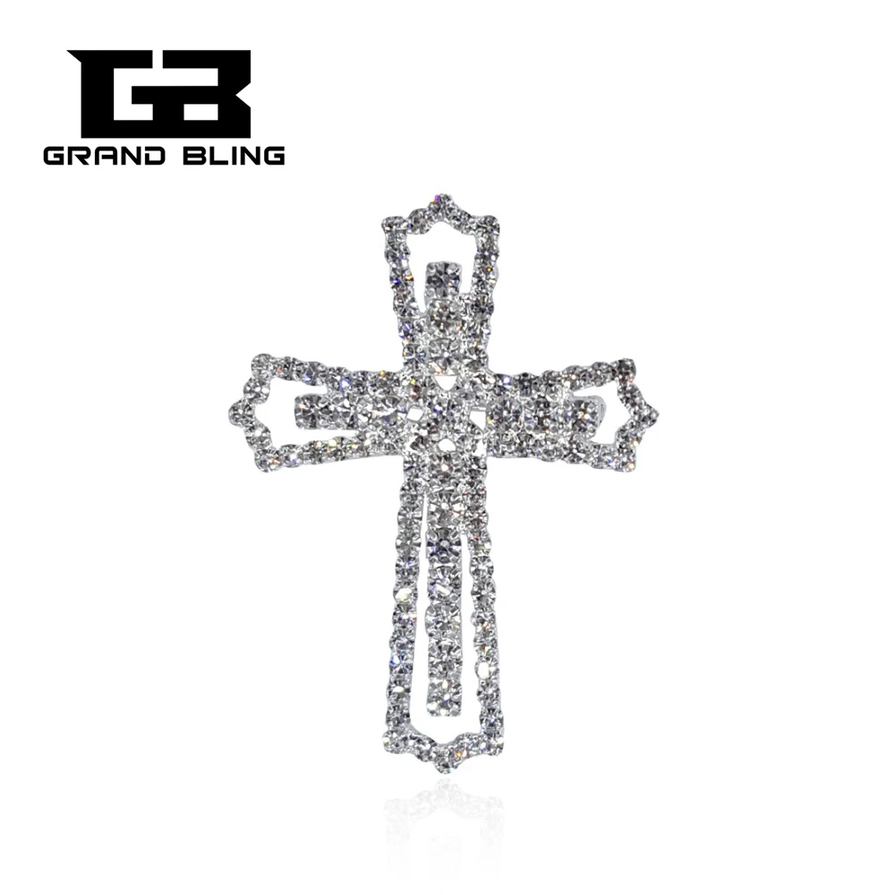 

Blingbling Rhinestone silver cross brooch pin christian jesus brooch