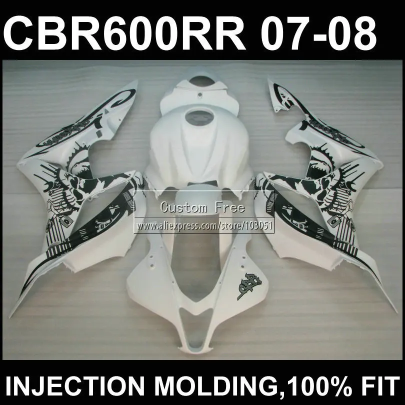 Белая пресс-форма ABS под заказ Обтекатели для HONDA CBR 600 RR 2007 2008 cbr600rr 07 08 Комплект