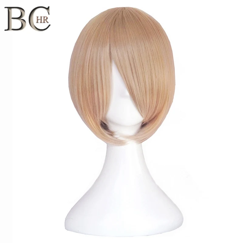 BCHR короткий Боб Синтетический Косплей парик с боковым взрывом для женщин прямой блонд парик коричневый синий черный розовый 24 цвета вечерние парики