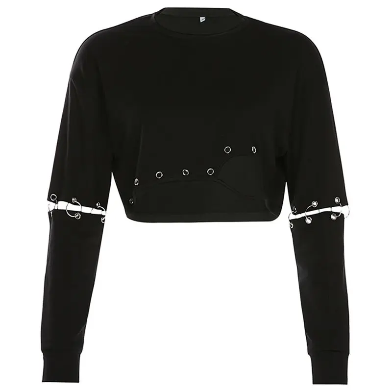 Женские повседневные толстовки с капюшоном Goth Chic черные облегающие однотонные
