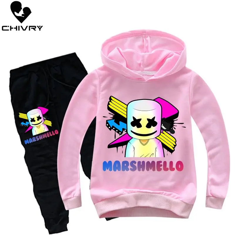 

Boys Girls Active Clothes Set Spring Autumn Cartoon Print Pullover Hooded Hoodies Sweatshirt + Long Pants Kids Clothing Sets
