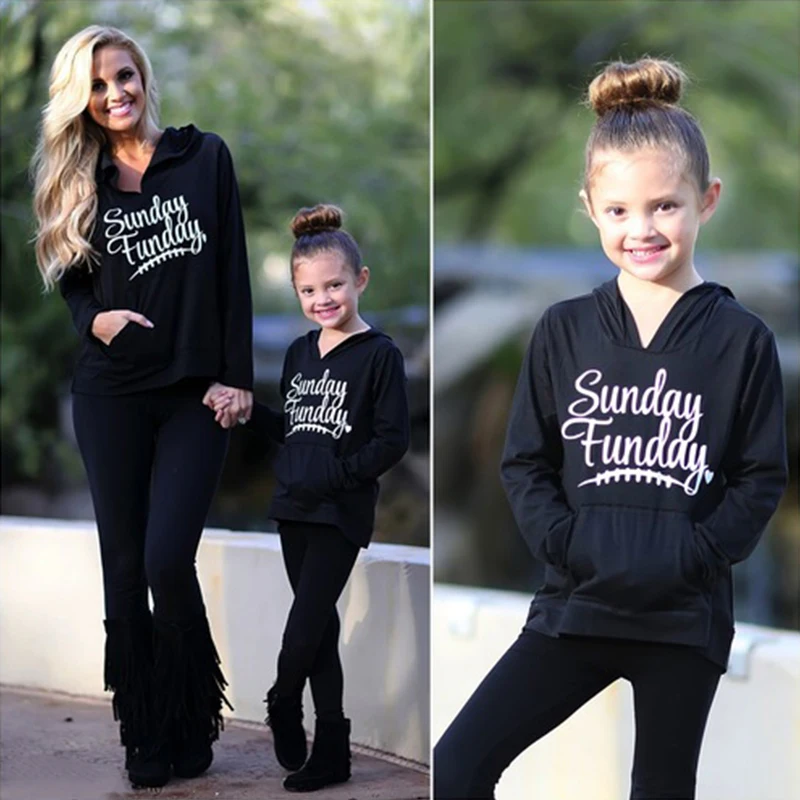 

NASHAKAITE Mommy and me clothes Letter Printed Hooded Hoodies 2018 Fall Sweatshirt Mother Daughter Clothes Matching Outfits