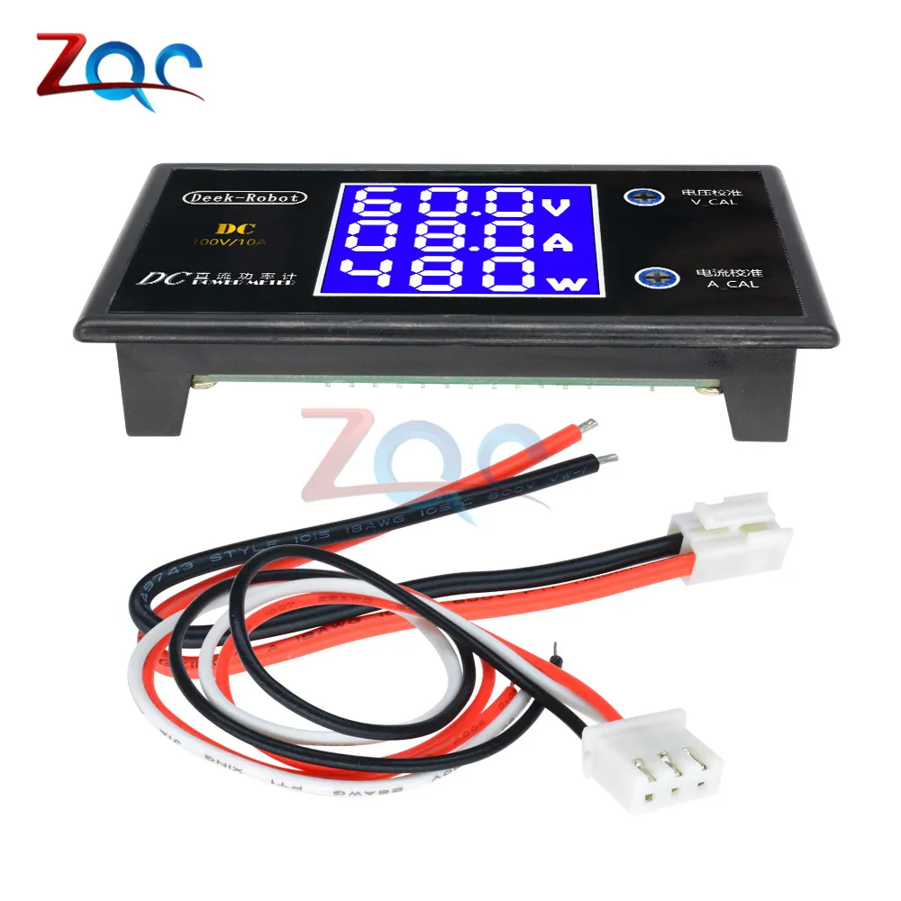 DC 0-100V 10A 1000W LCD Digital Voltmeter Ammeter Wattmeter Voltage Current Power Meter Volt Detector Tester Monitor 12V 24V 36V