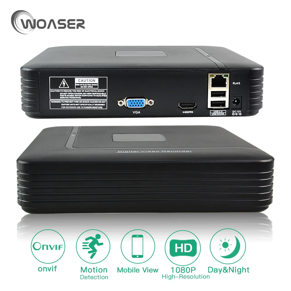 

WOASER For IP 2.0MP Camera Security System XMEye APP 4CH Mini Full HD ONVIF Video Record NVR Standalone Hi3515C 1080P HDMI