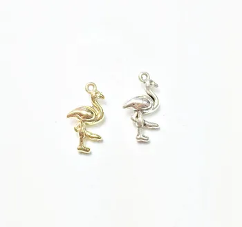 

Eruifa 20pcs 8*14mm Cute Flamingo Zinc Alloy necklace,earring bracelet jewelry DIY handmade 2 colors Gold and Burnished silver