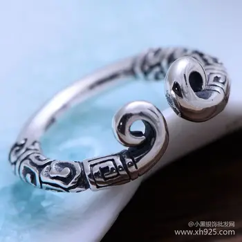 

KJJEAXCMY fine jewelry 925 Sterling silver jewelry restoring ancient ways taiyin the holy hoop magic female style ring