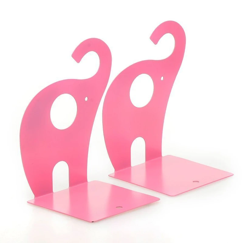 

PPYY NEW -1pair Pink Cute Elephant Non-skid Bookends Book Rack Book Organizer Bookend Art