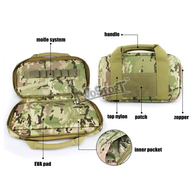 

14" Airsoft Tactical Nylon Padded Pistol Hand Gun Bag Magazine Pouch 6 Ammo Shell Holder Gun Holster Pouch