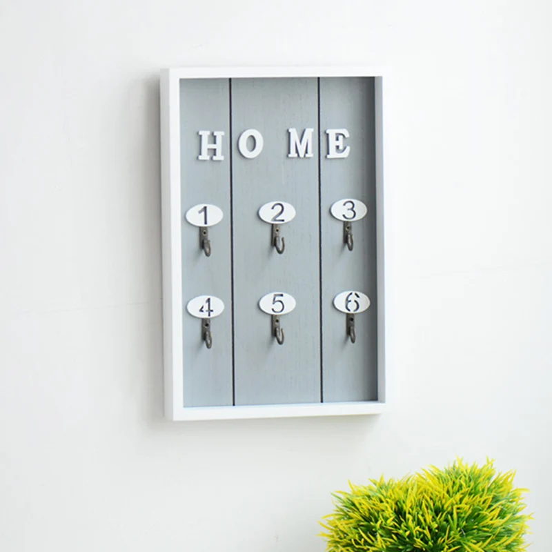 

Wall Mounted Key Holder Wooden Key Hanger with 6 Hook Wall Decorative Holder QP2